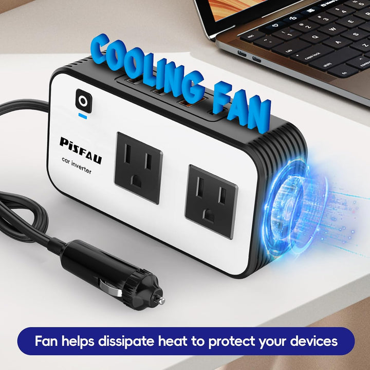 200W Auto Omvormer – DC 12V naar 220V AC Met USB-C & Snellader