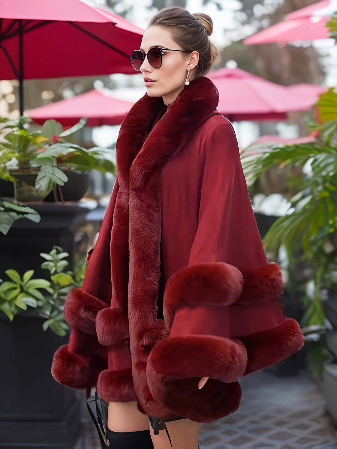 Oversized Furry Cape Jas voor Vrouwen - Fiona