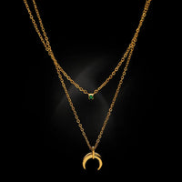 Groene Diamant Dubbele Maansikkel Ketting - Selina