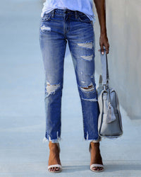 Dames Ripped Slim-Fit Jeans – Liora