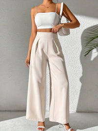 Beige High-Waist Wide-Leg Broek voor Dames - Yara