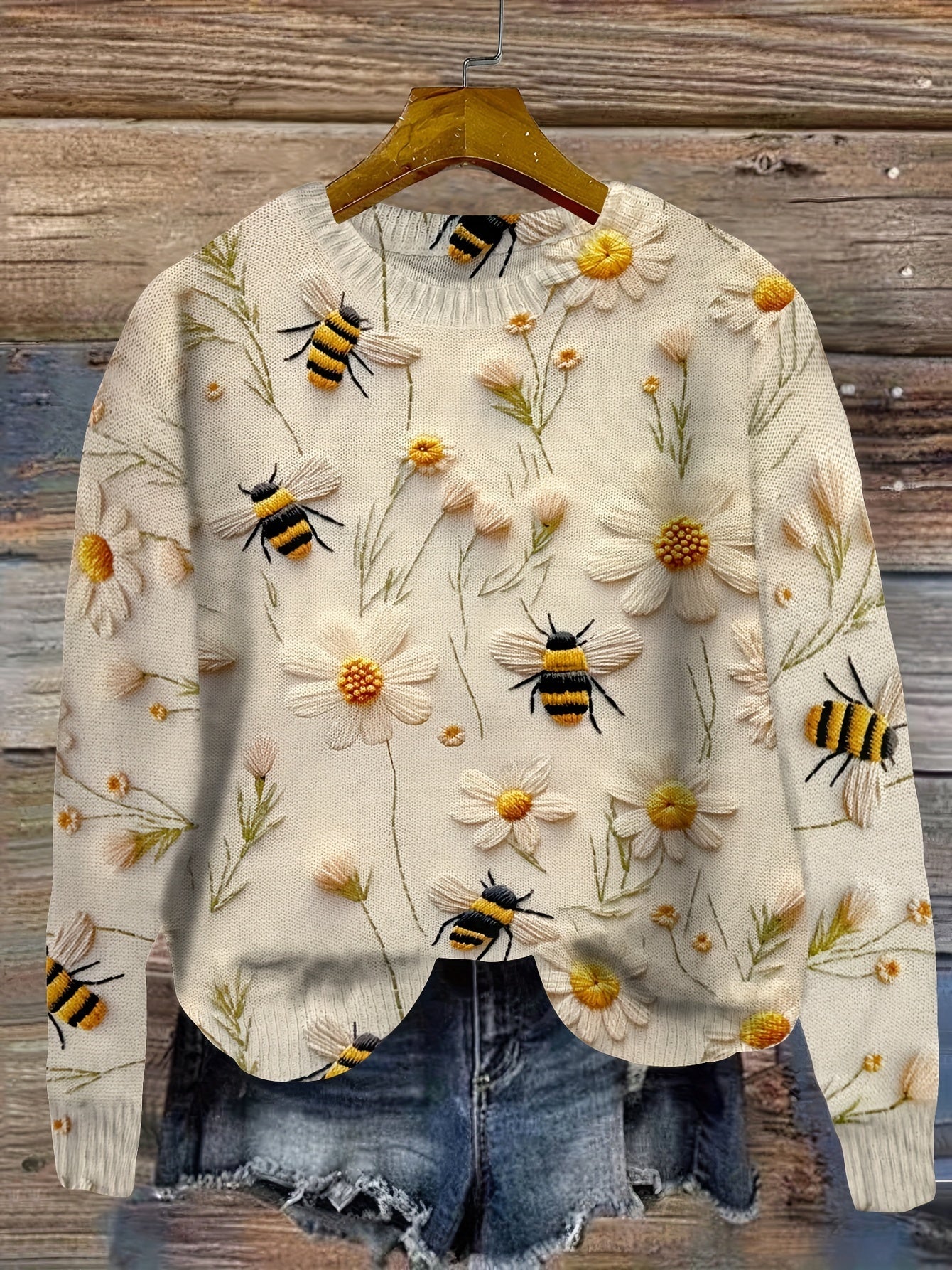 Trendy Dames Sweater met Bijenmotief - Sophie