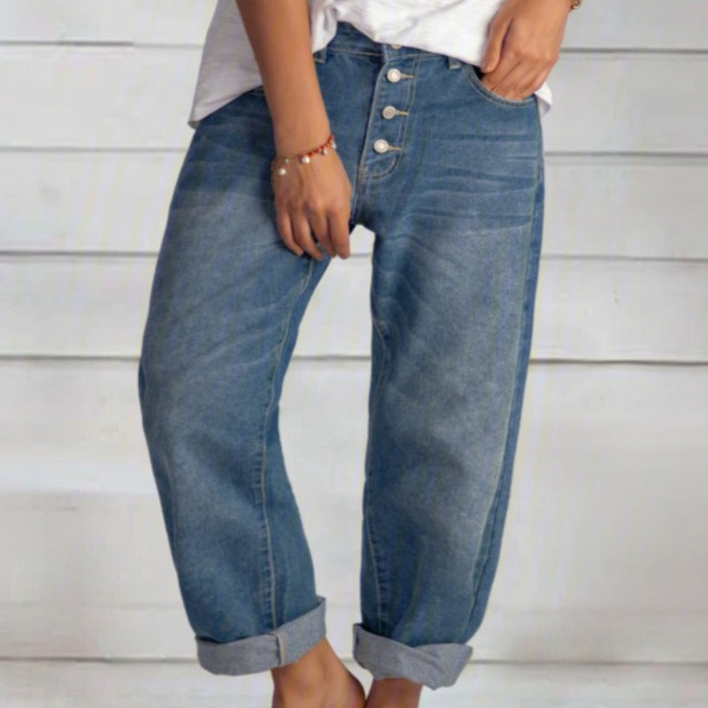 Dames Boyfriend-Jeans met High-Waist – Maribel