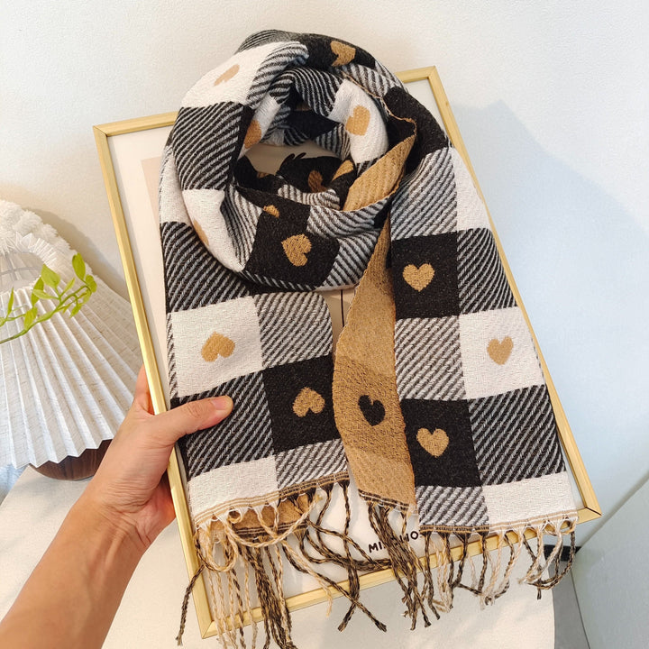 Geruite Dames sjaal van polyester voor de herfst & winter – Aurelie