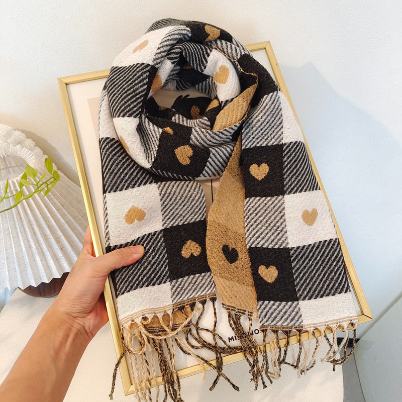 Geruite Dames sjaal van polyester voor de herfst & winter – Aurelie