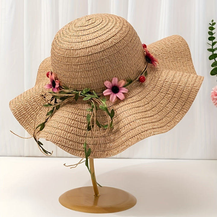 Dames Zomer Strohoed met Bloemen- en Fruitdetails – Solène