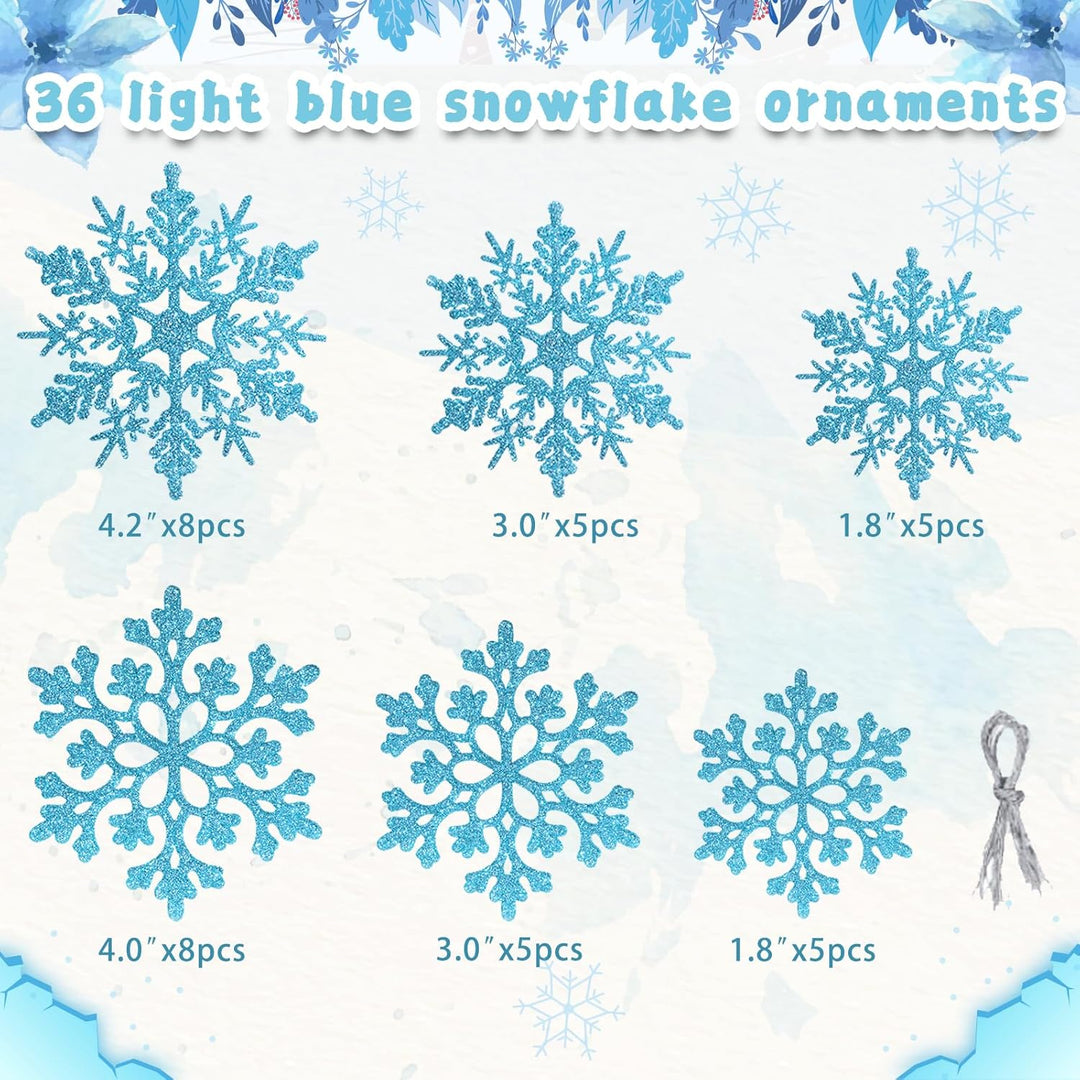 Sneeuwvlok Kerstornamenten Set - FrostedElegance