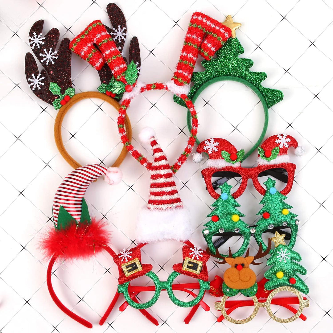 9-Pack Kerst Haarbanden & Brillen - HolidayFun