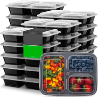 Maaltijd Prep Containers – 3 Compartiment Bento Dozen met Deksel 900 ml [20 Pack]