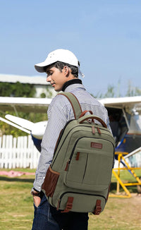 Anti-Diefstal Canvas Laptop- & Reisrugzak met USB-poort – Geschikt voor laptops tot 17,3"