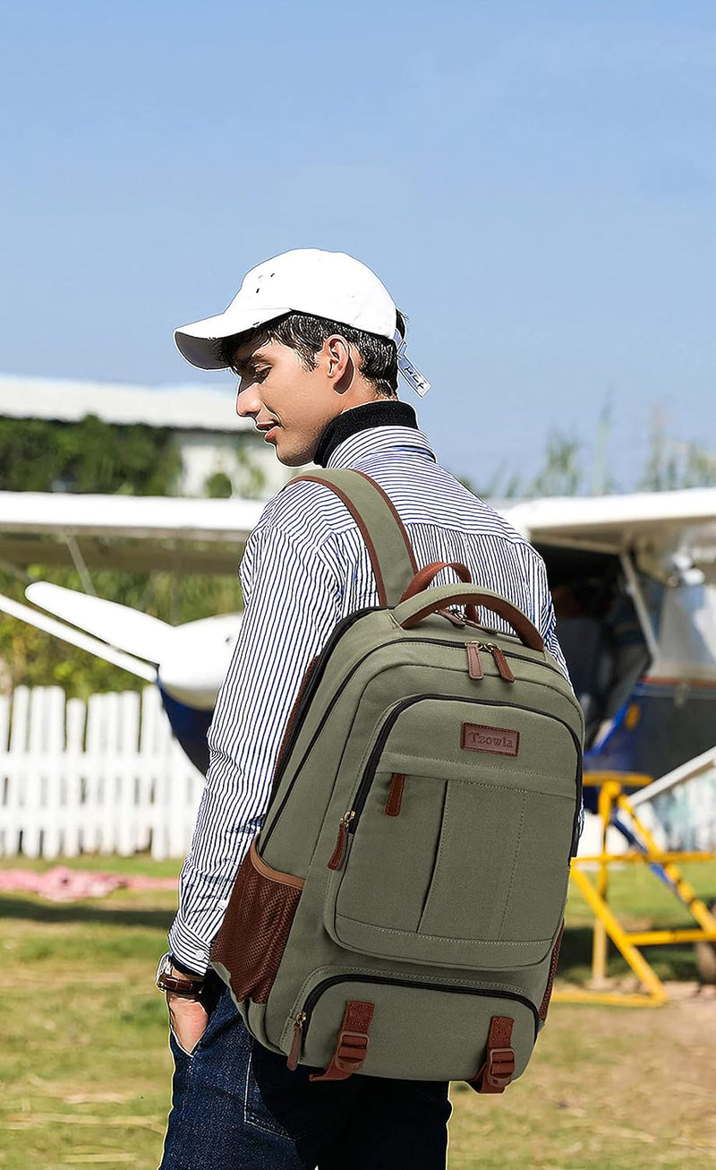 Anti-Diefstal Canvas Laptop- & Reisrugzak met USB-poort – Geschikt voor laptops tot 17,3"