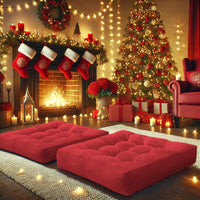 Set van 2 Meditatiekussens - Grote Tufted Corduroy Kussens