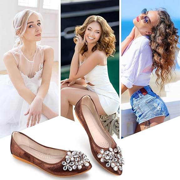 Glitterende Rhinestone Ballerina Flats - Yelena