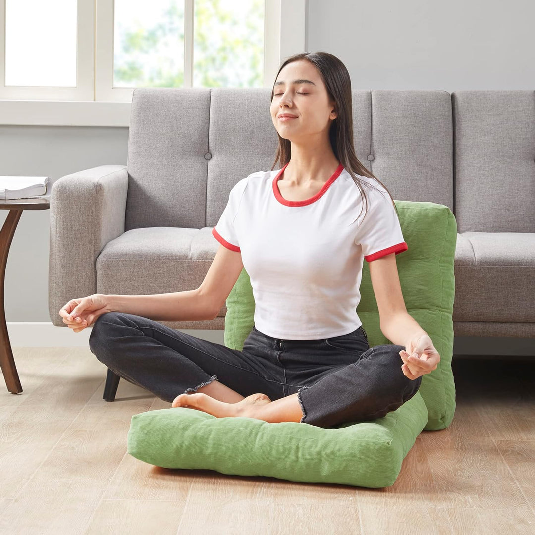 Set van 2 Meditatiekussens - Grote Tufted Corduroy Kussens