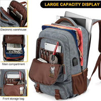 Anti-Diefstal Canvas Laptop- & Reisrugzak met USB-poort – Geschikt voor laptops tot 17,3"