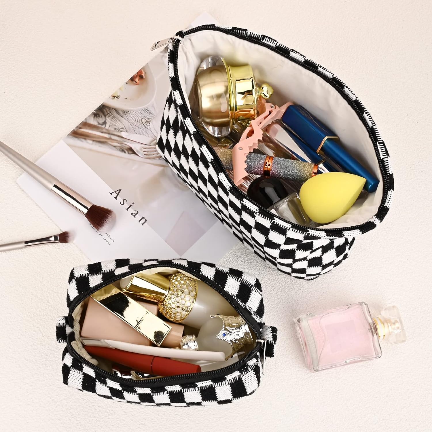 Must-Have Geruite Make-up Tas Set