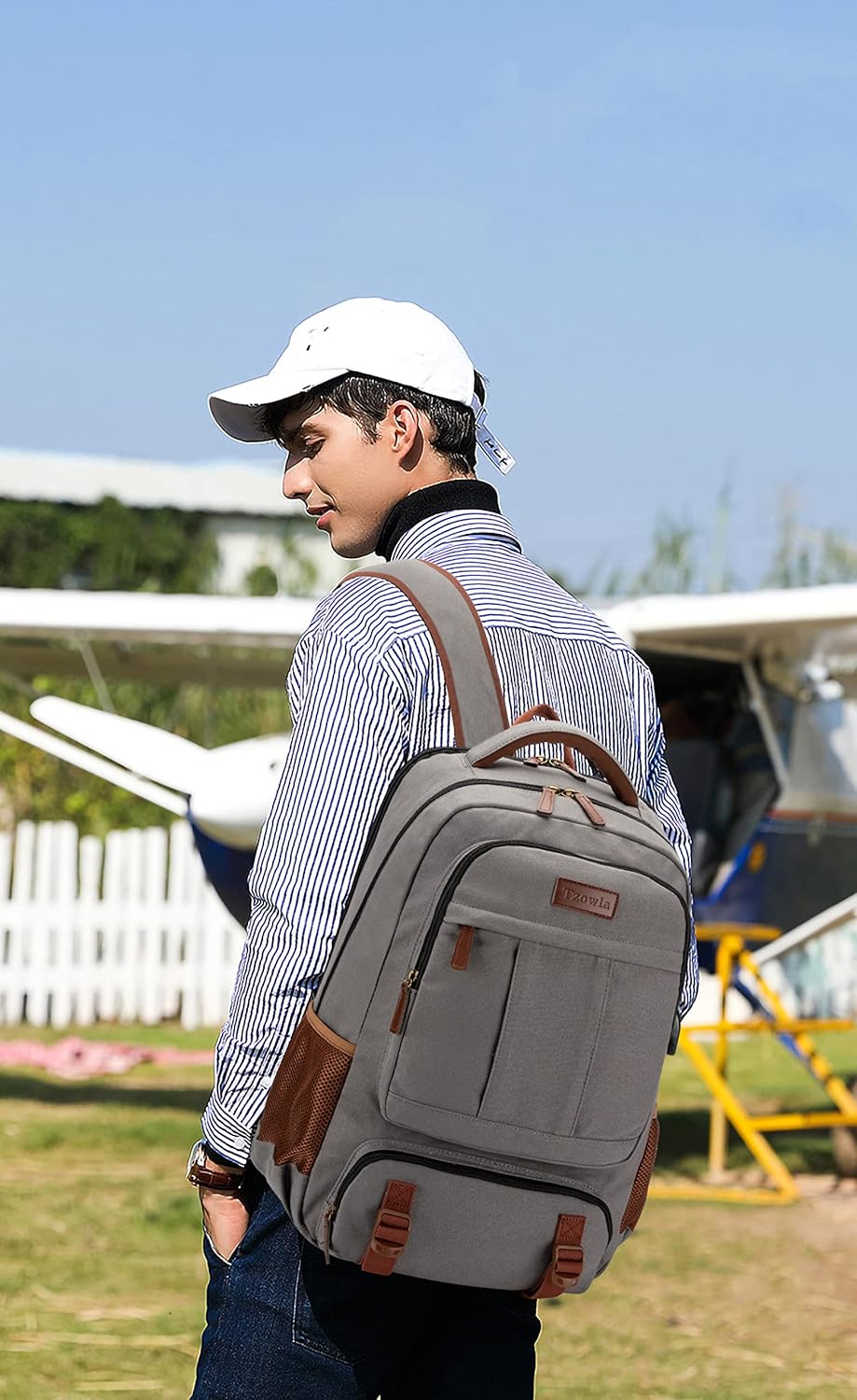 Anti-Diefstal Canvas Laptop- & Reisrugzak met USB-poort – Geschikt voor laptops tot 17,3"