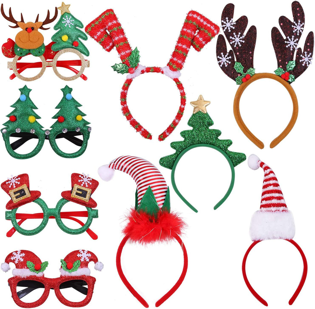 9-Pack Kerst Haarbanden & Brillen - HolidayFun