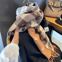 Geruite Dames sjaal van polyester voor de herfst & winter – Aurelie