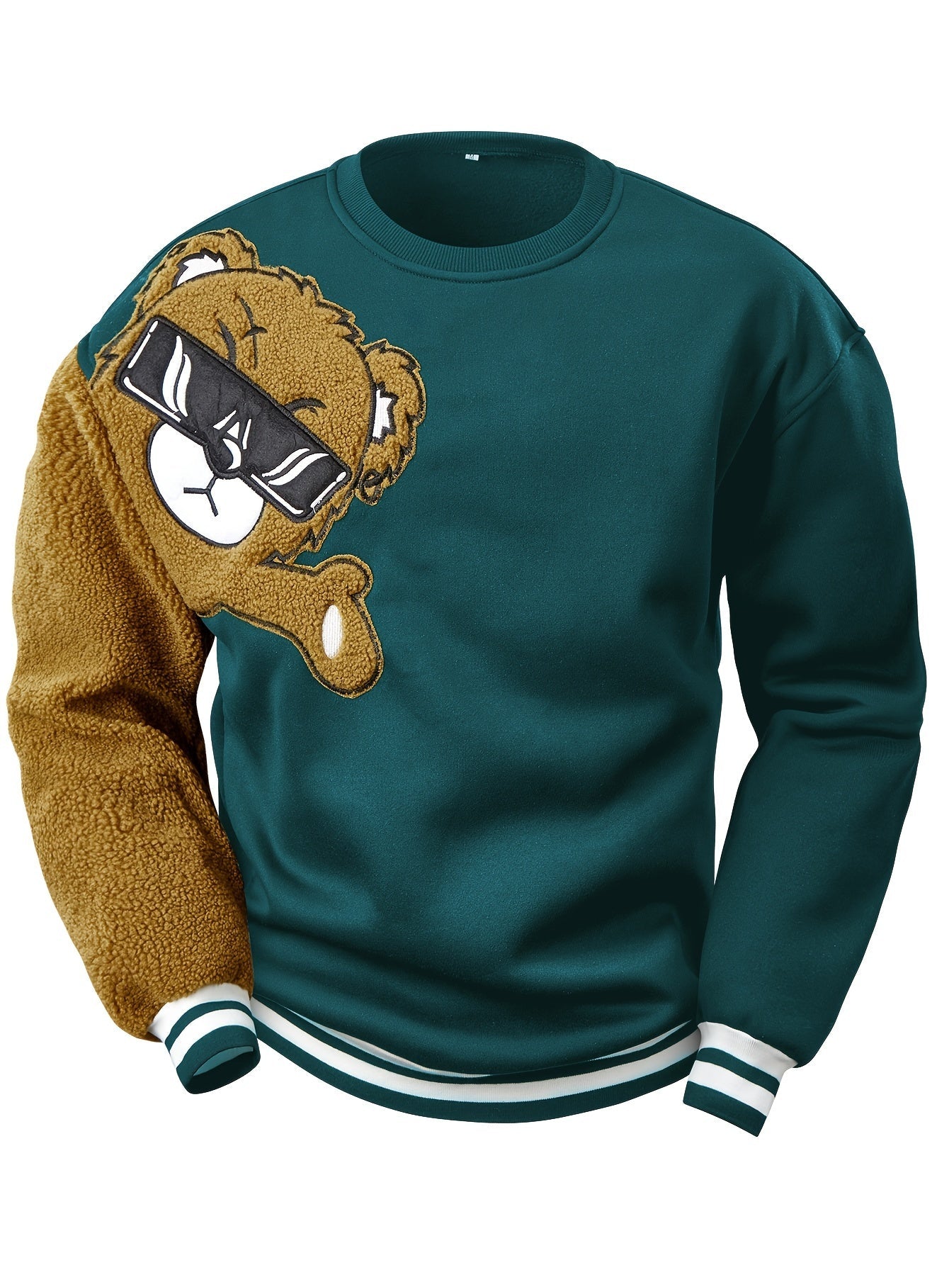 Heren Sweatshirt met Geborduurde Cartoonbeer - Jasper