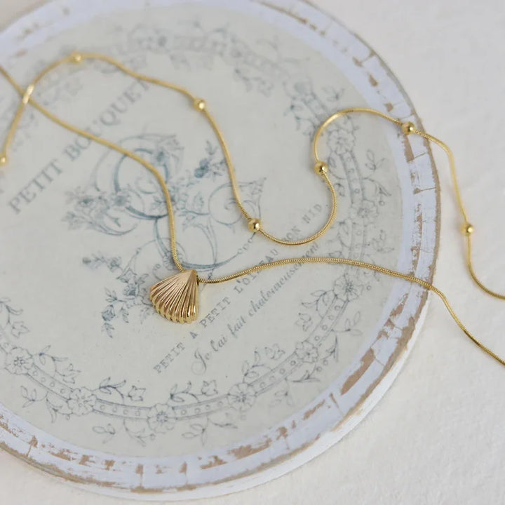 Gouden Sint-Jakobsschelp Bloemenketting - Lila