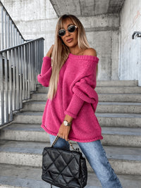 Gelaagde gebreide damestrui met off-shoulder design - Amira
