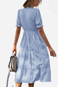 Gestreepte Zomer Midi Jurk – Amira