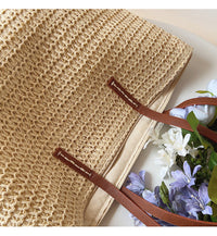 Riet Geweven Tas met Leren Banden -  SummerBreeze Tote