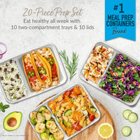 20-delige herbruikbare 2-compartiment voedselcontainers
