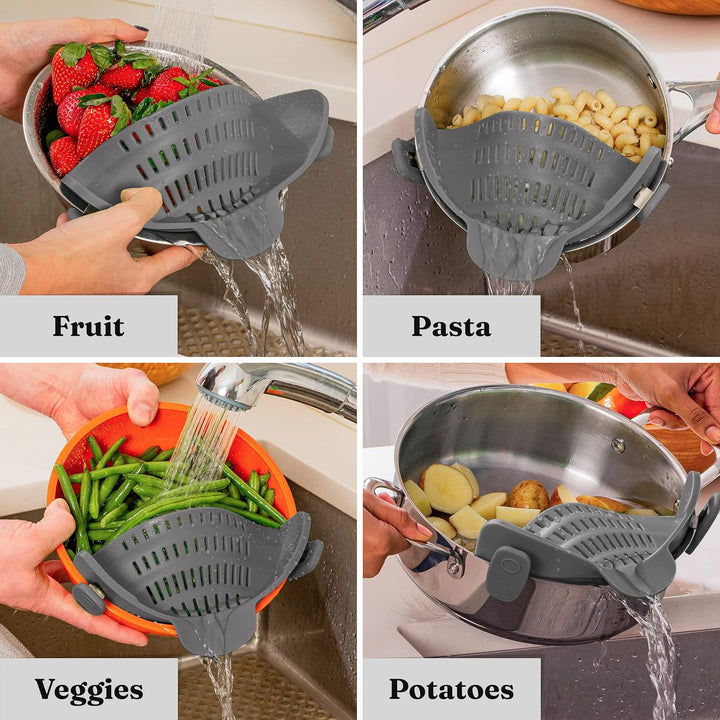 Silicone Clip-On Zeef – Hittebestendig Vergiet voor Pasta & Groenten