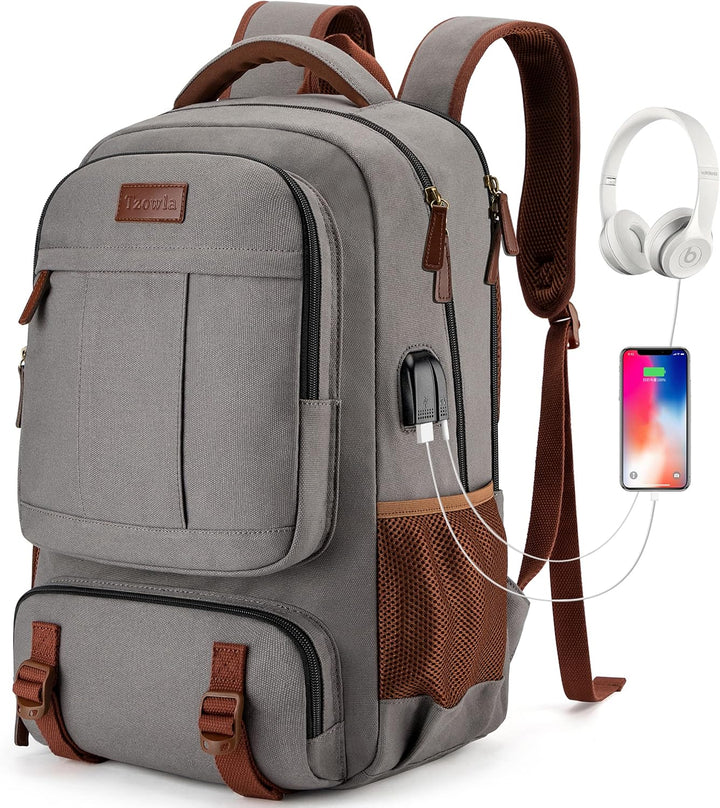 Anti-Diefstal Canvas Laptop- & Reisrugzak met USB-poort – Geschikt voor laptops tot 17,3"