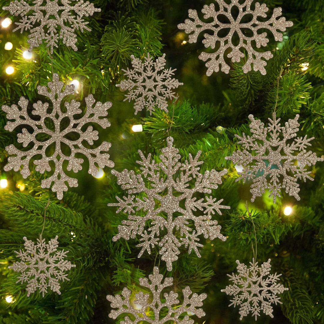 Sneeuwvlok Kerstornamenten Set - FrostedElegance