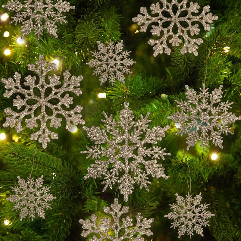 Sneeuwvlok Kerstornamenten Set - FrostedElegance