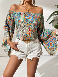 Off-Shoulder Blouse met Geometrische Print – Noémie
