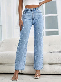 Straight Damesjeans met Parels - Mila