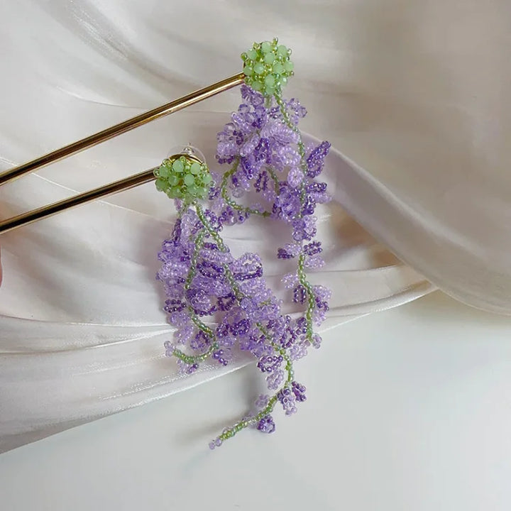 Wisteria Kwast Oorbellen met Bos Thema - Aurelia