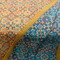 Oranje & Blauw Patroon Zeslaags Katoenen Quilt - TerraLoom