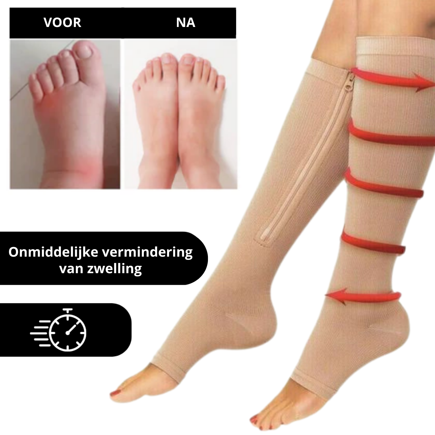 Orthopedische Compressiesokken met Rits - ComfortZip