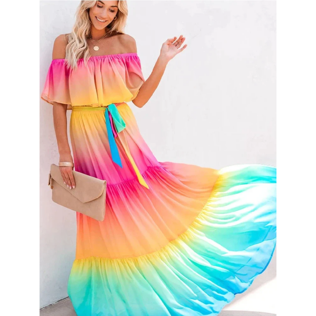 Multicolor Zomerjurk met Flatterende Pasvorm – Alisha