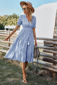 Gestreepte Zomer Midi Jurk – Amira