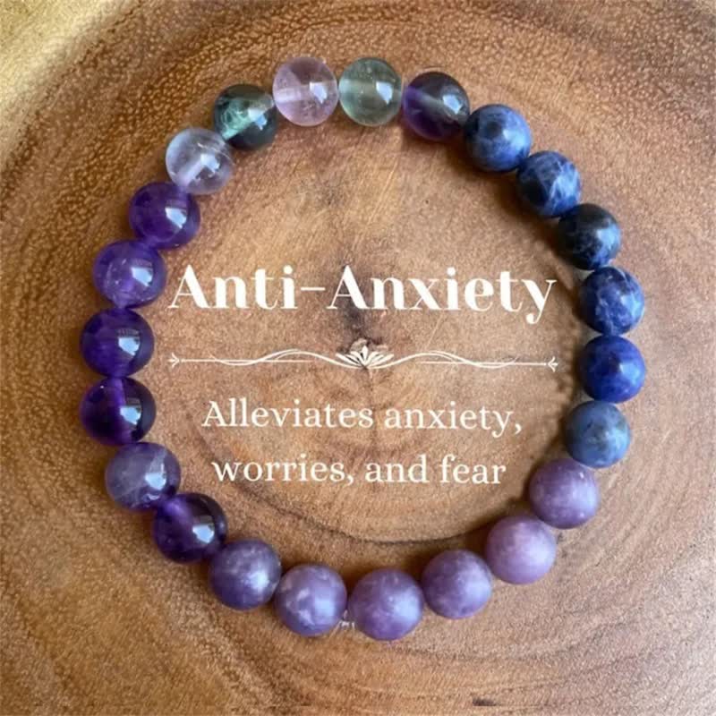 Anti-Angst Amethist, Lepidoliet en Lapis Lazuli Armband - Aurora