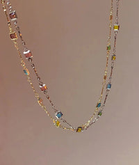 Fijne Gouden/Zilveren Ketting met Kleurrijke Stenen - Ivy