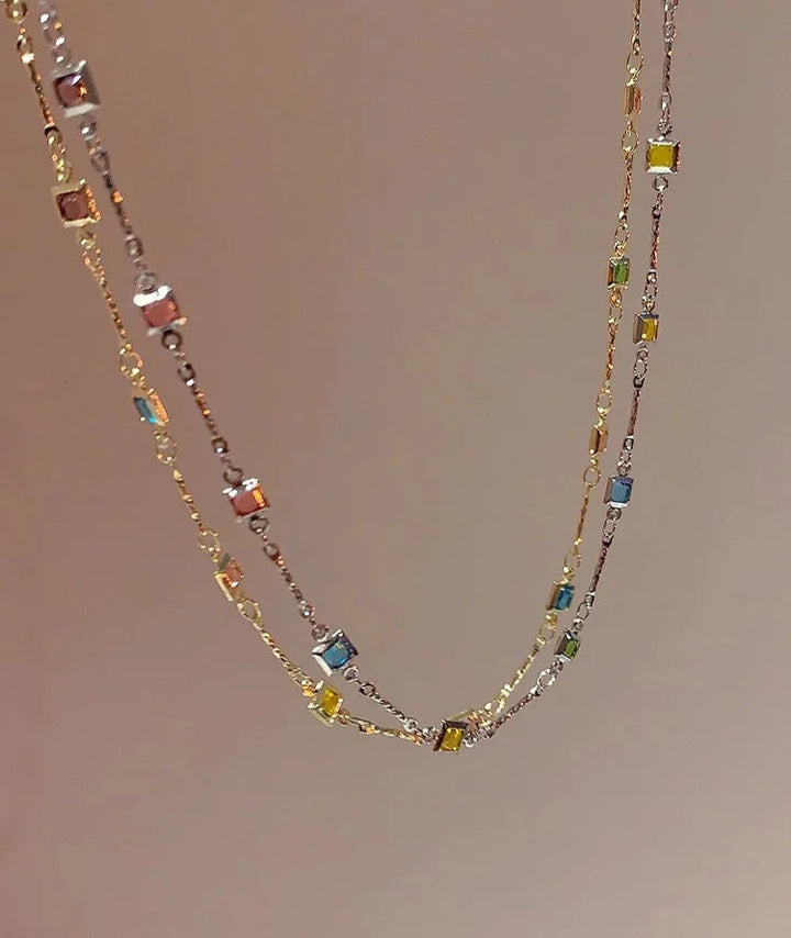Fijne Gouden/Zilveren Ketting met Kleurrijke Stenen - Ivy