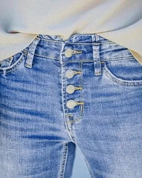 Trendy Denim Broek met Hoge Taille - Mila