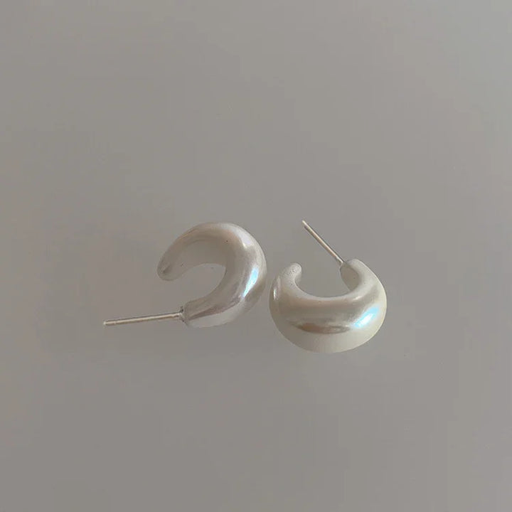 Minimalistische Parel C-vormige Oorbellen - Lunette