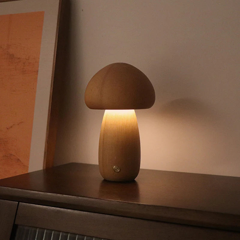 Houten Paddenstoel LED Nachtlampje - GlowShroom