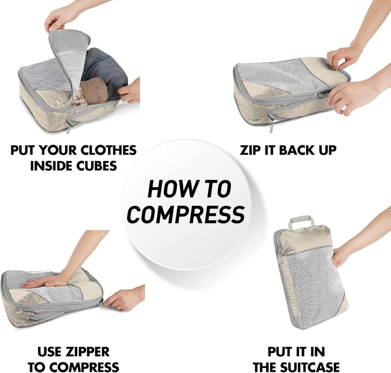 9-delige Uitbreidbare Compressie Inpak Cube Set – Reis Organiser Tassen