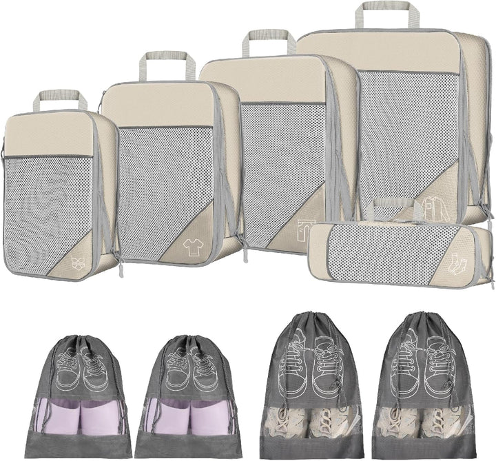9-delige Uitbreidbare Compressie Inpak Cube Set – Reis Organiser Tassen