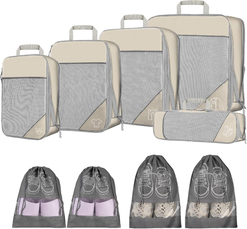 9-delige Uitbreidbare Compressie Inpak Cube Set – Reis Organiser Tassen