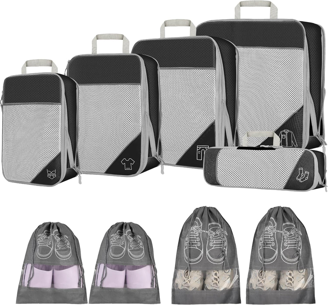 9-delige Uitbreidbare Compressie Inpak Cube Set – Reis Organiser Tassen